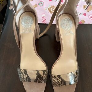 Vince Camuto Beige and Snakeskin Heels